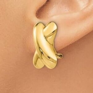 Jordache statement gold clip on earrings gold tone x shaped